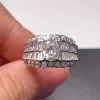 결혼식을위한 눈부신 모이 사니트 반지 925 Silver 6mmx8mm d 컬러 Moissanite 약혼 반지와 금도 도금