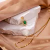 Pendant Necklaces HONGTONG Emerald Zircon Necklace Female Flower Niche Light Luxury Design Sense Jewel Temperament Clavicle Chain
