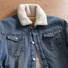 Herenjassen Retro Lam Kasjmier Denim Katoenen Jas Winter Pluche Fleece Dikker Warme Jeansjas Man