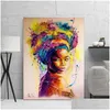 Paintings Iti Art Canvas Painting Colorf Girl Poster Print Wall Pictures For Living Room Vintage Decoration Drop Delivery Home Garde Dhloz