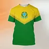 Ny brasiliansk flagga digital tryck rund hals kort ärm för män t-shirt
