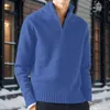 Herensweaters Effen kleur Warme wollen gebreide trui met halve rits Herfst en winter Casual trui met lange mouwen Losse veelzijdige tops