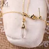 Pendants Yammy Mini Crystal Point Pendant Chain Necklace Healing Quartz Amethyst Lapis Stone Pendulum Chakra Jewelry