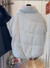 여성 조끼 Syiwidii ​​Vest 여성 소매 복음 재킷 가을 겨울 여성 대형 느슨한 캐주얼 따뜻한 터틀넥 지퍼 다운 코트 231129