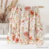 Blankets Swaddling Bamboo Cotton Baby Muslin Swaddle Warp 2 Layers New Born Swaddle Floral Muslin Diaper