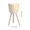 Decorative Flowers Floor Vase Flower Shelf Modern Basket Planter Muicle Plants Natural Straw Pot Stand Geometric Rattan