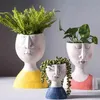 Sztuka portret wazon kwiatowy Rzeźba Rzeźba ludzka twarz Rodzina kwiat doniczka ręcznie robione do przechowywania ogrodu