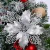 Dried Flowers 5Pcs 91116cm Glitter Christmas Artificial Xmas Tree Pendant for Home Navidad Year Ornaments Decor Fake Flower 231130