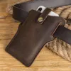 100% Echt Leer Mobiele Telefoon Riem Heuptas Voor Mannen Mannelijke Vintage Handgemaakte Loop Holster Mobiele Telefoon Cover Case Houder tassen Man 2229r