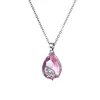 Ganze 6 Stücke Wassertropfen Glänzend Rosa Kristall Zirkon Edelsteine Anhänger 925 Silber Für Frauen Topas Halsketten Anhänger Jewelry244C