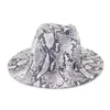 Snake print Jazz cowboy hat for women men autumn winter fashion wool Wide Brim Cap unisex bowler fedora hats