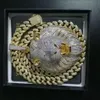 Joyería para hombre Hip Hop Iced Out Colgante Collar de diseñador de lujo Bling Diamond Cadena de eslabones cubanos Grandes colgantes León Animal Rapero Acce259P
