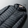 Herenjassen Winter Heren Lichtgewicht Donsjack Capuchon Donsjas Rits Outdoor Pufferjack Warme Bovenkleding Lange Sle Effen Parka Zwart L231130