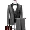 Costumes pour hommes Blazers Hommes revers col noir 3 pièces costume ensemble manteau gilet pantalon affaires garçons d'honneur marié robe de mariée Fprmal Blazer pantalon gilet 231129