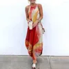 Casual jurken maxi sexy mouwloze Sundress dames bloemenprint causale halter zomer strandjurk asymmetrische dames sling lang