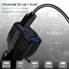 3-port LED-billaddare 3.5A USB QC3.0 Type-C Universal Fast Charging för iPhone 13 14 15 Pro Max Samsung Android Phone Mini Quick Chargers Vehicle Adapter No Retail Box