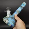 El tubo de agua que fuma del silicón de la cachimba que brilla en la oscuridad de 7 pulgadas Bong el pelele con el cuenco de cristal de 14m m azul