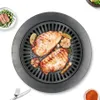 Korean Outdoor Barbecue Grill Non-Stick BBQ Grills Round Pan Grills Easily Cleaned Carbon Steel Barbecue BBQ Accessories Tools T202639