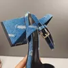 Elegant Dress sandal Designer shoes leather Thick heel high heels Belt buckle sandals Fashion Sexy Bar Party women Shoes High heeled shoes 35-42 With box Leather sole