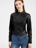 Damen Leder Faux In Frauen Sring Herbst Schwarz Jacken Reißverschluss Niet Kurz Basic Mantel Mode Schlanke Weibliche Motor Biker Pu Jacke 231129