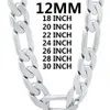 solid 925 Sterling Silver necklace for men classic 12MM Cuban chain 18-30 inches Charm high quality Fashion jewelry wedding 220209201v