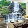 Anpassad 3D PO Wallpaper Natural Mural Waterfalls Pastoral Style 3D Non-Woven Straw Paper Wall Papers Living Room SOFA BACKDROP195F