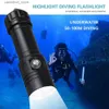 Tochas IPX8 À Prova D 'Água Lanterna Subaquática 100m XM-L2 LED Scuba Diving Flashlight Power 5000LM 4Mode Dive Light por 5000mAh 26650 Bateria Q231130