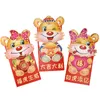 Emballage cadeau 3 pièces enveloppes rouges chinoises 2023 année du tigre paquets d'argent chanceux paquet de fête du printemps