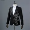 Herrdräkter Blazers Elegant Appliced ​​Two-Piece Men's Suit for Wedding Banket Host Dance Prom Men Blazer Chinese Stylel231130