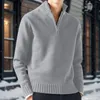 Herensweaters Effen kleur Warme wollen gebreide trui met halve rits Herfst en winter Casual trui met lange mouwen Losse veelzijdige tops