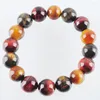 Strand Fashion Natural Stone Yellow Blue Red Tiger Eye 10 12mm pärlor Stretch Armband Bangle 7 tum smycken Charm IBK307