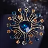 Brooches Luxury Blue Purple Crystal Firework For Women Dress Sash Pins Bridal Wedding Broches Jewelry 2023 Year Gift