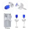 Decorative Flowers Valentines Day Gift Crystal Glass Rose Flower Artificial Silver Gold Branch Wedding Party Favors With Box Souvenirs