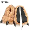 Slippers Winter Unisex Poot Slippers Bear Claw Indoor Home Schoenen Zachte stof Huis Pluche Schoenen Koppels Leuke Grappige Harige Slides Schoenen Vrouw 231130