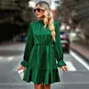 Robes décontractées Femmes Chic et élégant volants robe courte à volants à manches longues col haut belle fête de mariage d'anniversaire pour dames