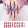 False Nails Short Acrylic Fake Nail Gradient Pink Press On Women Girls Decoration Full Cover Diy Stick Tips
