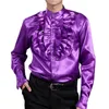 Chemises décontractées pour hommes Hommes Satin Style rétro Chemise de pirate à volants Renaissance Victorienne Chemise gothique médiévale Halloween Cosplay Party Hippie Matching 231130