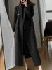 Damen Wollmischungen Jmprs Winter Wolllanger Mantel Lässige Frauen Zweireihige Kunstjacke Herbstmode Koreanische Damen Schwarze Kleidung 231129