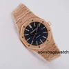 Relógios de luxo suíços masculinos Audemar Pigue Royal Oak 15400OR Relógio masculino 18k ouro rosa azul mostrador automático mecânico suíço famoso relógio de ouro de luxo diâmetros HB1E