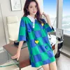 Vestidos de fiesta DAYIFUN Summer A-line Lady Lapel Manga corta Temperament Plaid Tees Dress 2023 Casual 3D Decal Design Ropa de mujer