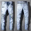 Mens Jeans Fashion Black Ripped Biker Slim Fit Bikers denim Slim Fit Motorcykelcyklister för män