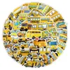 53pcs school bus cartoon graffiti Waterproof PVC Stickers Pack For Fridge Car Suitcase Laptop Notebook Cup Phone Desk Bicycle Skateboard case.