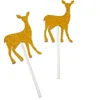 Festive Supplies Other & Party 10Pcs Deer Cupcake Toppers Sika Birthday Holiday Decorations (Golden)