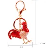 Keychains Crystal Floral Chicken Rooster Key Chains Ring Animal Jewelry for Women Girls Bag Car Charms Gifts