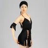 Stage Wear Fringe Abito latino Donna Concorrenza sexy Samba Outfit Salsa nera Abbigliamento Backless Costume Tango Dancewear DL9218