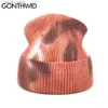 Beanie/Skull Caps GONTHWID Unisex Knitted Tie Dye Beanies Men Women Brimless Skullcap Streetwear Winter Hip Hop Casual Headwear Bonnets Hats Caps Q231130