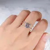 Bagues de cluster 14K Rose Gold Women Ring Moissanite Diamonds 1 2 3 4 5 Round Circles Intersect Wedding Party Engagement Anniversary