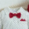 Ensembles de vêtements Gentleman enfant en bas âge garçon barboteuse vêtements costume né coton combinaison pantalon chapeau ensemble bébé garçons 1er anniversaire mariage tenue de noël 231130