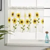 Cortina con bordado de girasoles, cortinas romanas cortas para sala de estar, cocina, ventana pequeña, cortinas de puerta semitransparentes