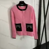 Diseñador de punto Cardigan para mujer Prendas de punto Cremallera Patchwork Suéter Casual Moda 4 Color Abrigo